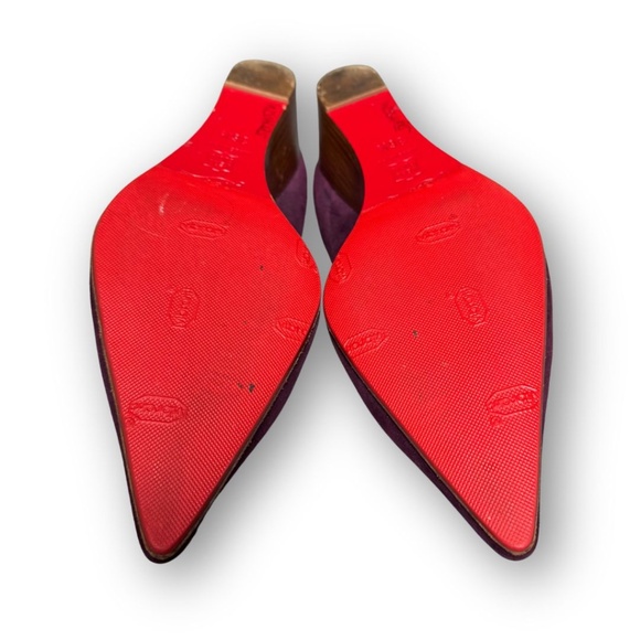 Authentic Christian Louboutin Pipina 55 Purple Suede Pointed Toe Low Wedge - Picture 6 of 10